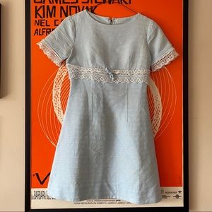VTG 1960s Mod Dolly Light Blue Lace Mini Dress 👗
